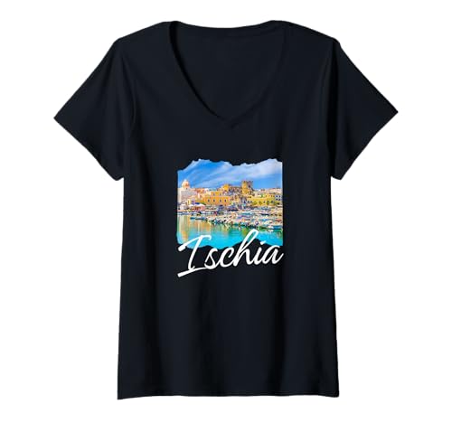 Damen Ischia Italien Souvenir/Ischia T-Shirt mit V-Ausschnitt Damen Ischia Italien Souvenir/Ischia T-Shirt mit V-Ausschnitt von Ischia Italien Souvenirladen