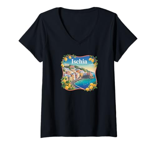 Damen Ischia Italien Souvenir/Ischia T-Shirt mit V-Ausschnitt Damen Ischia Italien Souvenir/Ischia T-Shirt mit V-Ausschnitt von Ischia Italien Souvenirladen