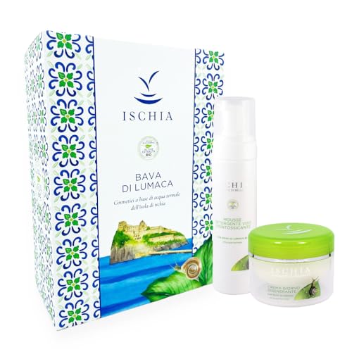 Ischia Sorgente di Bellezza Geschenkbox für Damen, Schneckenschleim, regenerierende Tagescreme, 100 ml, Reinigungsmousse für Gesicht, Entgiftung, 200 ml von Ischia Sorgente di Bellezza