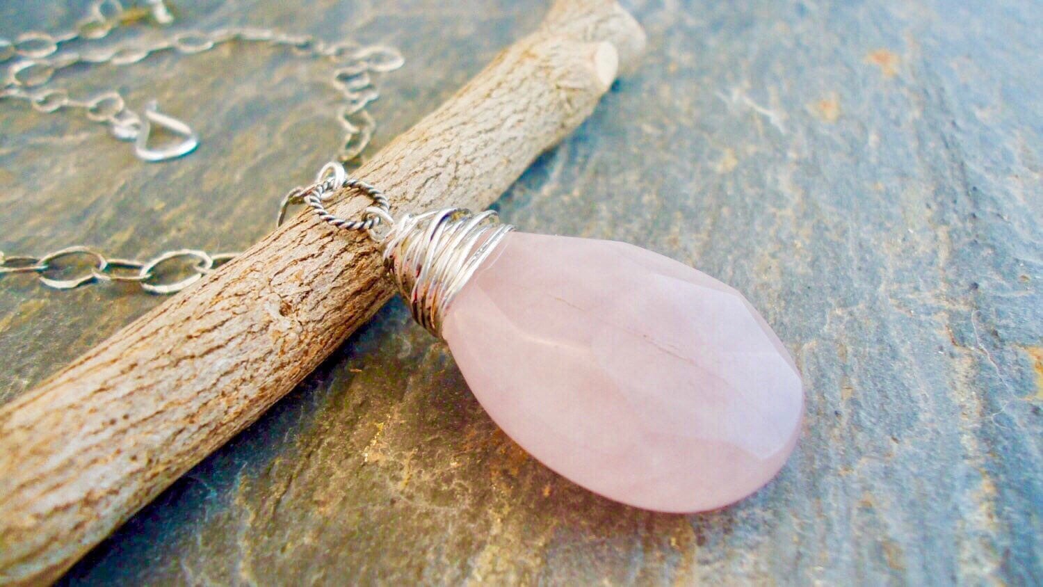 Rosenquarz Urban Halskette/sterling Silber Facettierten Teardrop Pastell Hellrosa Rosenquarz Urban Halskette/sterling Silber Facettierten Teardrop Pastell Hellrosa von IseaDesigns