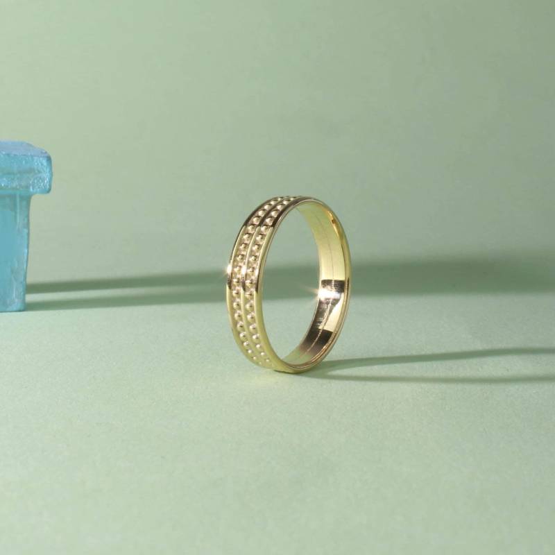 14K Solid Gold Perlen Bandring - Elegante Verlobung Oder Hochzeit Schmuck Geschenk Für Sie von IseaFineJewelry