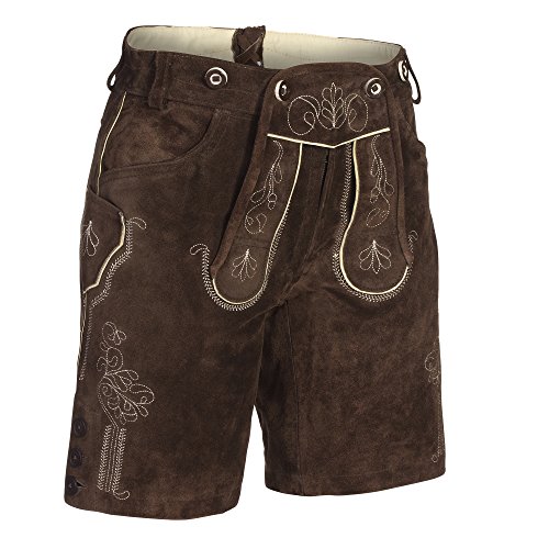 Damen Trachten Lederhose Trachtenlederhose Trachtenhose kurz dunkelbraun 38 von Iseaa