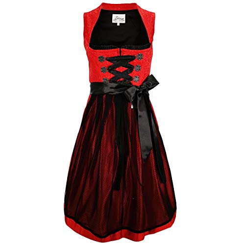 Iseaa Damen Dirndl Kleid Dirndlkleid Trachtenkleid Agnes Rot mit Spitze 38 von Iseaa