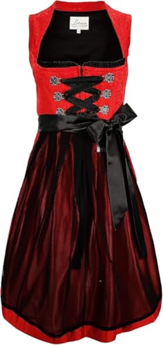 Iseaa Damen Dirndl Kleid Dirndlkleid Trachtenkleid Agnes Rot mit Spitze 40 von Iseaa