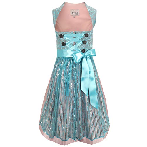 Iseaa Damen Dirndl Kleid Dirndlkleid Trachtenkleid Edith Türkis 38 von Iseaa