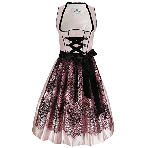 Iseaa Damen Dirndl Kleid Dirndlkleid Trachtenkleid Johanna in Rosa mit Spitze 34 von Iseaa