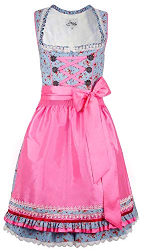 Iseaa Damen Dirndl Kleid Dirndlkleid Trachtenkleid Midi Hannelore hellblau 34 von Iseaa