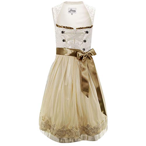 Iseaa Damen Dirndl Kleid Dirndlkleid Trachtenkleid Ruth in beige 46 von Iseaa
