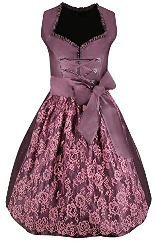 Iseaa Damen Dirndl Kleid Dirndlkleid Trachtenkleid Lisa Violett mit Spitze 42 von Iseaa