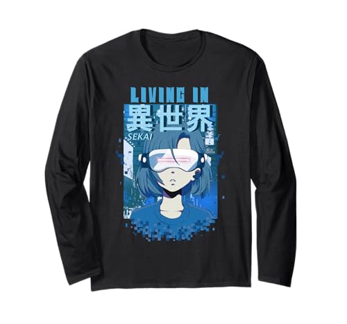 Leben in Einer Anderen Welt Isekai Anime Girl Vaporwave VR Langarmshirt von Isekai Anime Girl Virtual Reality Metaverse Design
