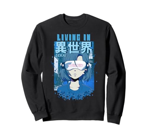 Leben in Einer Anderen Welt Isekai Anime Girl Vaporwave VR Sweatshirt von Isekai Anime Girl Virtual Reality Metaverse Design