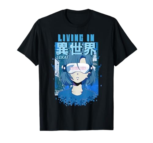 Leben in einer anderen Welt Isekai Anime Girl Vaporwave VR T-Shirt von Isekai Anime Girl Virtual Reality Metaverse Design