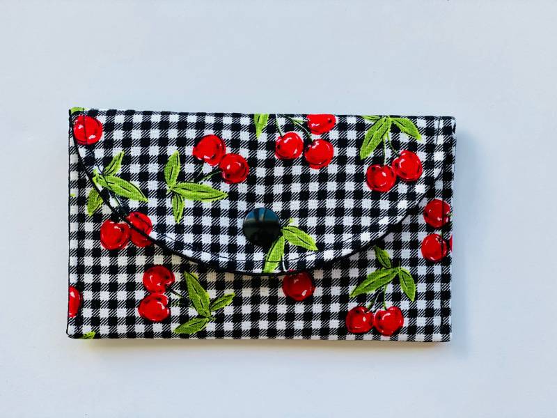 Kirsche Visitenkartenetui - Kariertes Geschenkkartenetui Portemonnaie von IsewStore