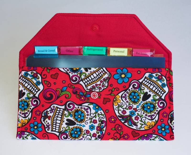 Roter Zucker Schädel Gutschein Veranstalter - Stoff Halter Empfang Budget Organizer Geschenk-Idee von IsewStore