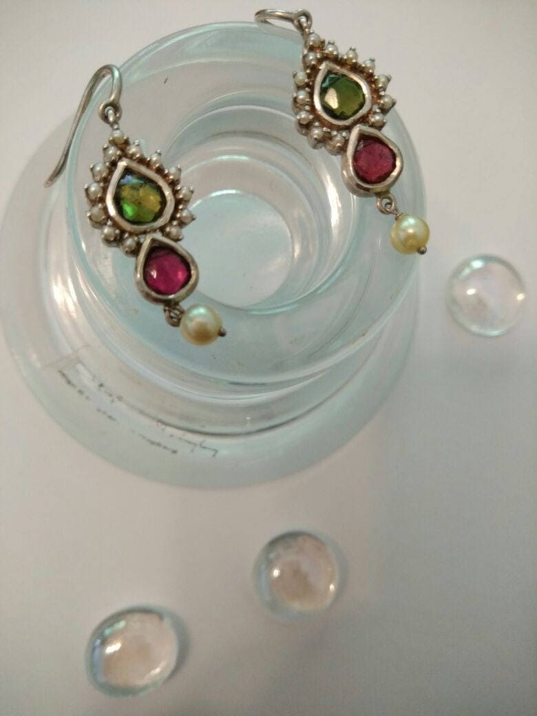 Perle Und Turmalin Teardrops Ohrringe Perle Und Turmalin Teardrops Ohrringe von IshratsJewelry