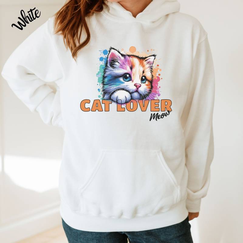 Cat Lover Hoodie Mit Regenbogen Katze | Bunter Katzen Pullover Für Katzenliebhaber Und Als Geschenk Moms Dads von IsidoraScottDesign