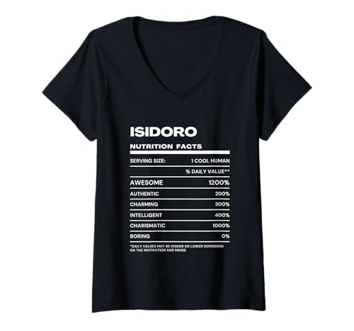 Damen Isidoro Durchschnittliche Nährwerte Name Lustig T-Shirt mit V-Ausschnitt Damen Isidoro Durchschnittliche Nährwerte Name Lustig T-Shirt mit V-Ausschnitt von Isidoro Nutrition Facts Name Funny Birthday