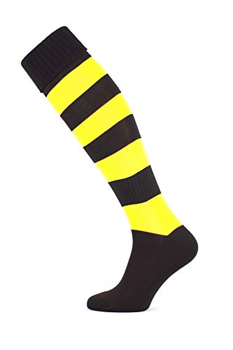 Iskierka Fußballstutzen Stutzenstrumpf Socken Soks 27-45 (schwarz-gelb, 31-34) von Iskierka