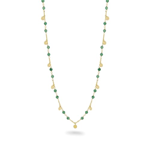 Isla Vurma Halskette aus Messing, vergoldet mit 18 kt Gold, mit natürlichen Halbedelsteinen – Mondstein Pfirsich – grüne Jade, Normal, Messing, Aventurin Mondstein von Isla Vurma