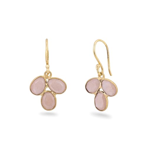 Isla Vurma – Ohrringe in Blütenform mit Natursteinen – Blumenmuster aus Messing mit 18K Vergoldung – Handgefertigter Eleganter Schmuck für Damen (Mondstein Pfirsich) von Isla Vurma