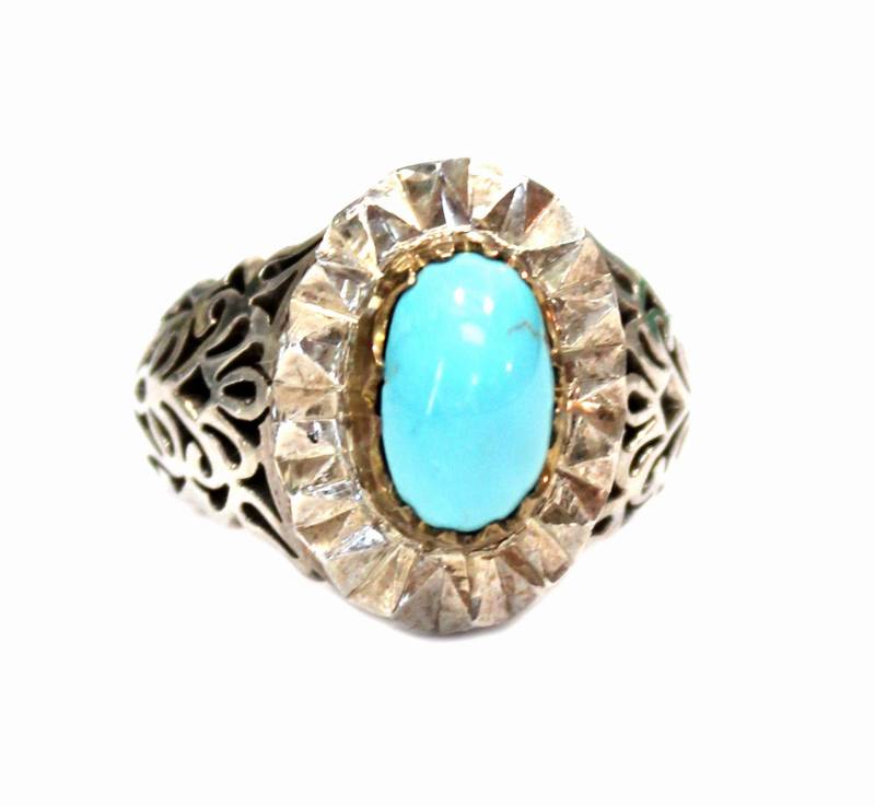 Handgemachte Natürliche Nishapur Türkis Männer Ring Sterling Silber - Größe 10, 25 Usa von IslamicProducts4U