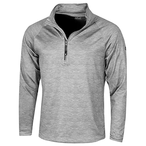 Island GREEN Herren Oberteil, 1/4-Reißverschluss, Raglanärmel Pullover, Hellgrau meliert/anthrazit, Large von Island Green