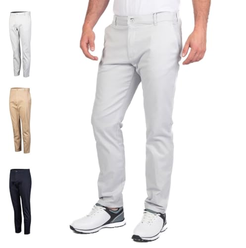 Island GREEN Herren Stretch Cotton Chino Trousers Golfhose, hellgrau, 36W x 31L von Island Green