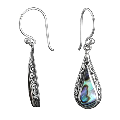 ISLAND PIERCINGS 925er Silber und Abalone Perlmutt Ohrringe Hänger SER414 von Island Piercings