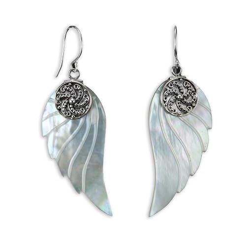 ISLAND PIERCINGS Edle 925er Silber und Perlmutt Ohrringe Hänger Design Handarbeit SER437 von Island Piercings