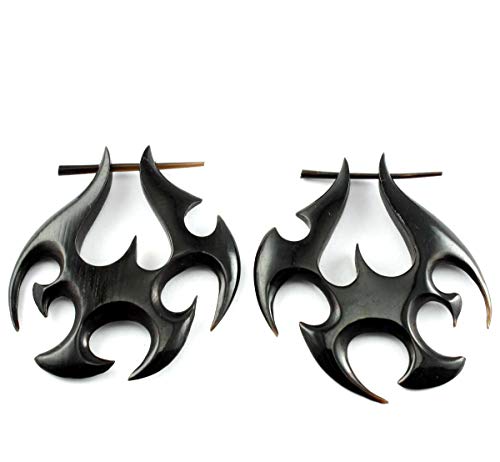 ISLAND PIERCINGS Ohrringe Hänger aus Horn schwarz Handarbeit ER181 von Island Piercings