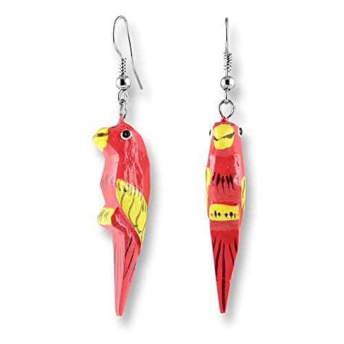 ISLAND PIERCINGS Papagei Ohrringe Hänger Handarbeit Holz Farbauswahl ER272 von Island Piercings