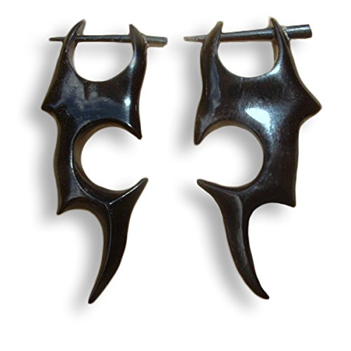 ISLAND PIERCINGS Tribal Ohrringe Hänger aus Horn schwarz Handarbeit ER038 von Island Piercings