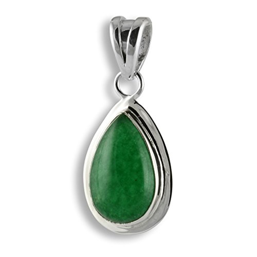 Island Piercings Edler 925er Silber Anhänger grüne Jade Handarbeit PS509 von Island Piercings