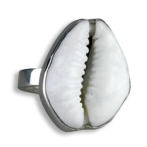 Island Piercings Edler 925er Silber Ring mit Kauri Muschel SR035-17mm von Island Piercings