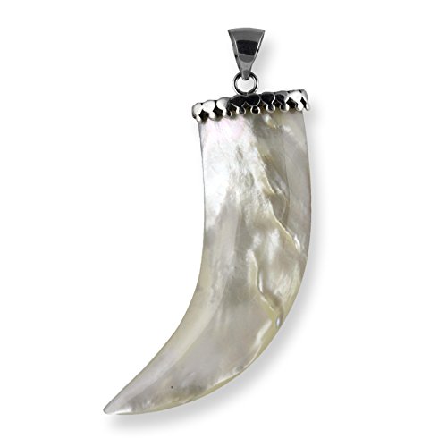 Island Piercings Edler 925er Silber und Perlmutt Anhänger Kettenanhänger Zahn Design PS561 von Island Piercings