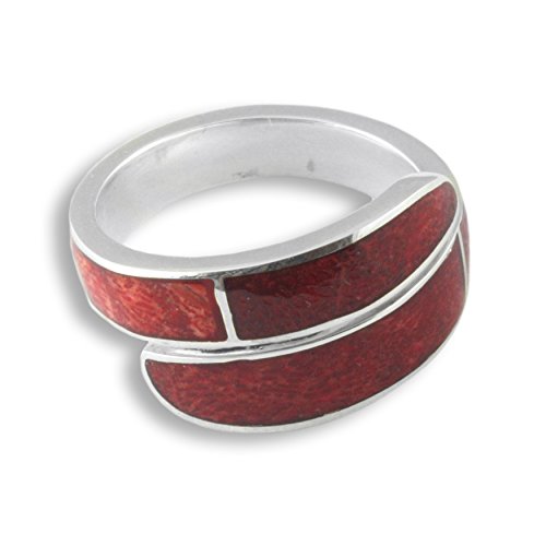 Island Piercings Edler 925er Silber und roter Stein Ring Silberring Design Handarbeit SR07-17mm von Island Piercings