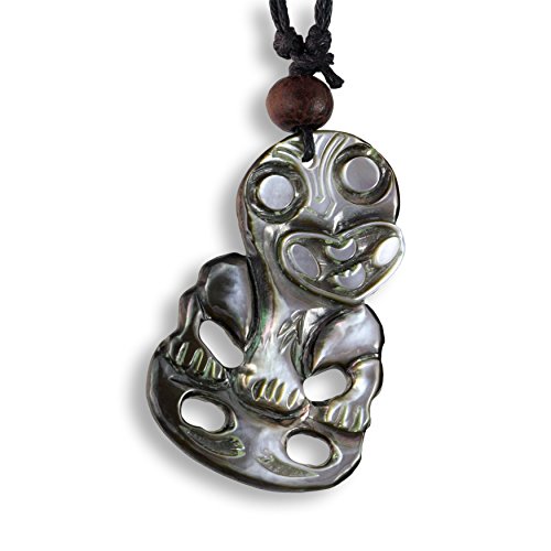 Island Piercings Halskette Muschel Perlmutt Maori Tiki längenverstellbar N185 von Island Piercings