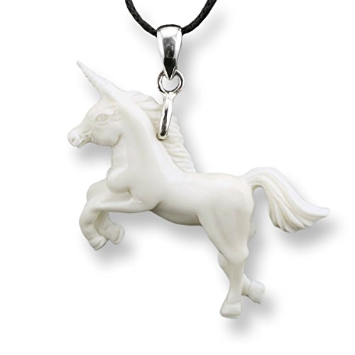 Island Piercings Handgefertigter Amulett Anhänger Einhorn aus Knochen und Silber PB229 von Island Piercings