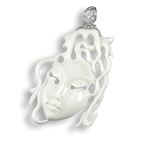 Island Piercings Handgefertigter Amulett Anhänger Venezianische Maske Knochen und Silber PB241 von Island Piercings