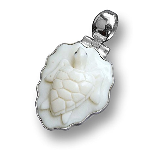 Island Piercings Handgefertigter Anhänger Schildkröte aus Knochen und Silber PB162 von Island Piercings