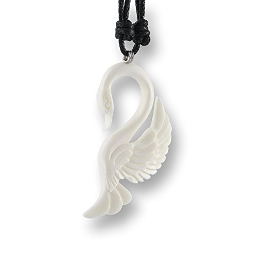 Island Piercings Handgefertigter Anhänger weisser Schwan aus Knochen PB312 von Island Piercings