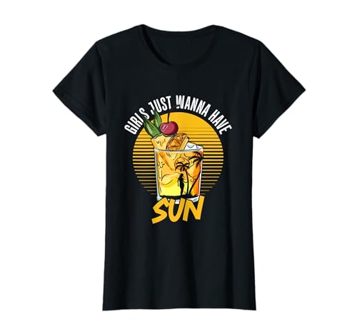 Mädchen wollen einfach nur Sonne Cocktail Reisen Hawaii Trip Ocean T-Shirt von Island Vacation Beach Hawaiian Aloha Summer Gift