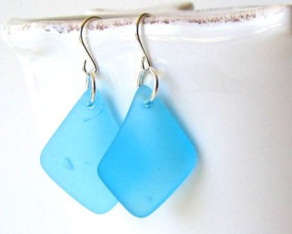 Blaue Meer Glasohrringe, Strand Schmuck, Türkis Blaue Glas, Boho Ohrringe, Glas-Schmuck von IslandLifeDesignsCo