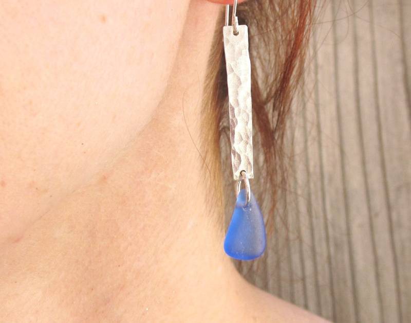 Gehämmert Silber Bar Ohrringe, Sterling Handgemachte Schmuck, Boho von IslandLifeDesignsCo