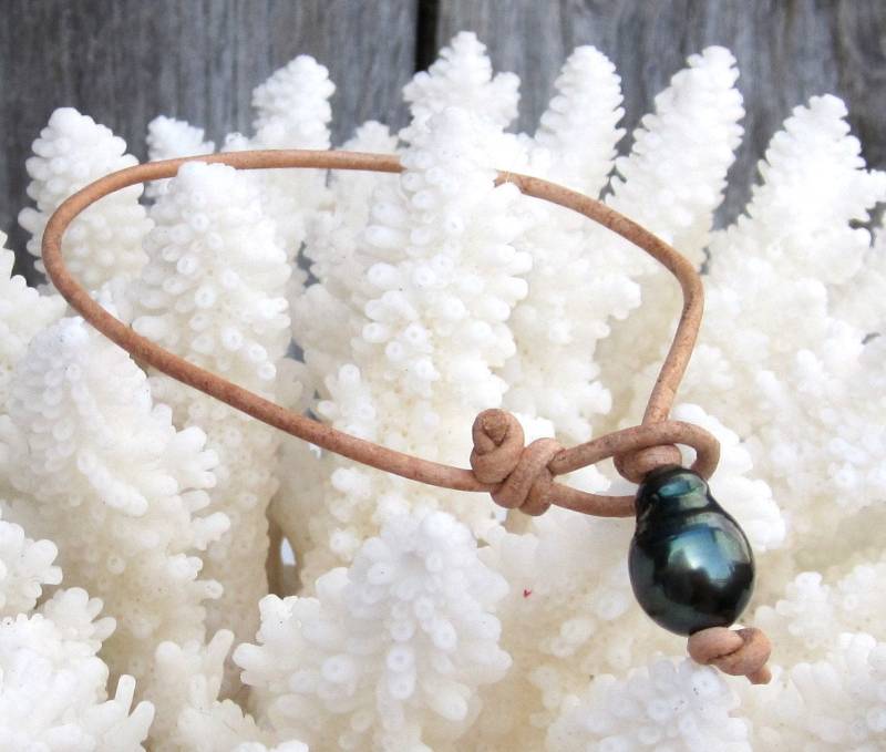 Tahitian Perle Fußkettchen, Leder Frau Knöchel Armband, Fußkettchen Für Frauen, Boho Strand Schmuck von IslandLifeDesignsCo