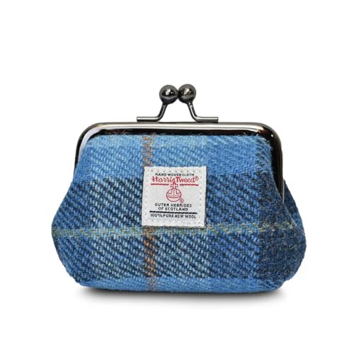Islander Die Münzbörse aus Harris Tweed, Blue Tartan, 4.72" x 3.93", Classic von Islander