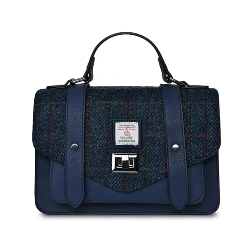 Islander Harris Tweed Large Satchel, Navy Overcheck von Islander