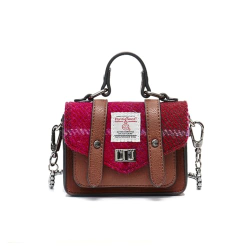 Islander Harris Tweed Wee Satchel Mini Bag für Damen, Fuchsia Tartan, Mini von Islander