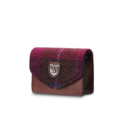 Islander Kartenetui aus Mikrofaser-Leder und Harris-Tweed, 10 x 8 cm, Fuchsia Tartan, Classic Islander Kartenetui aus Mikrofaser-Leder und Harris-Tweed, 10 x 8 cm, Fuchsia Tartan, Classic von Islander