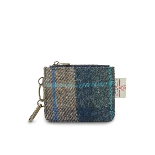 Islander The Card Zip Wallet Microfiber Leather and Harris Tweed, Marine-Beige Schottenkaro, Classic von Islander